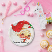 クリスマス、ヴィンテージサンタ季節のごあいさつ ペーパープレート (パーティー)