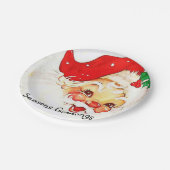クリスマス、ヴィンテージサンタ季節のごあいさつ ペーパープレート (アングル)