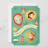 クリスマス・ヴィンテージ人形とトナカイ・カード シーズンカード (正面)