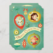 クリスマス・ヴィンテージ人形とトナカイ・カード シーズンカード (正面/裏面)