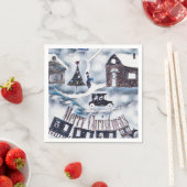 クリスマス、ヴィンテージ紙プレート スタンダードカクテルナプキン (インサイチュ)