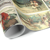 クリスマス ヴィンテージ カード サンタクロース コラージュ ラッピングペーパー (ロールコーナー)