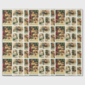 クリスマス ヴィンテージ カード サンタクロース コラージュ ラッピングペーパー (フラット)