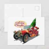 クリスマス ヴィンテージ カー インビテーションポストカード (正面/裏面)