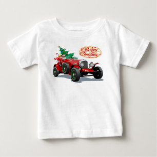 クリスマス ヴィンテージ カー ベビーTシャツ