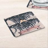 クリスマス、ヴィンテージ スクエアペーパーコースター (アングル)