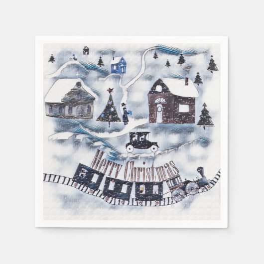 クリスマス、ヴィンテージ スタンダードカクテルナプキン (正面)