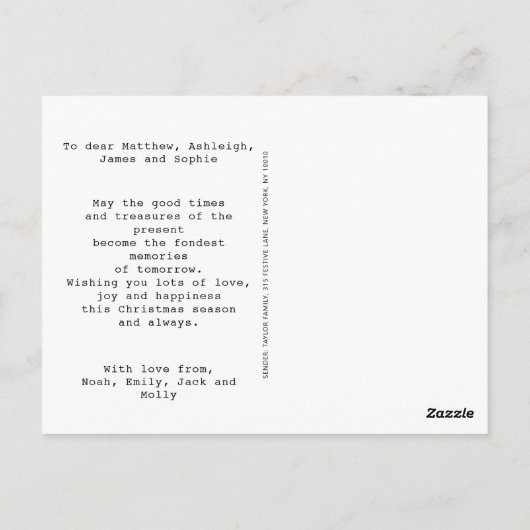 クリスマス ヴィンテージ タイプライター 個人名入れ ポストカード (裏面)