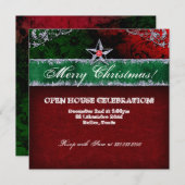 クリスマス ヴィンテージ フォト カード スター 赤 緑 (正面/裏面)