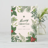 クリスマス ヴィンテージ フラワーリース | フォト ホリデー カード (スタンド正面)