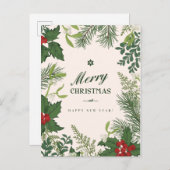 クリスマス ヴィンテージ フラワーリース | フォト ホリデー カード (正面/裏面)