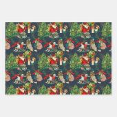 クリスマス，ヴィンテージ，ヤドリギ，ポインセチア花 ラッピングペーパーシート (正面)