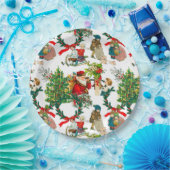 クリスマス，ヴィンテージ，ヤドリギ，ポインセチア  ペーパープレート (パーティー)