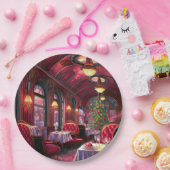 クリスマス ヴィンテージ 蒸気機関車 雪の凍った森 ペーパープレート (パーティー)