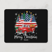 クリスマス ヴィンテージ 赤いトラック アメリカ国旗 ツリー サン 招待状 (裏面)