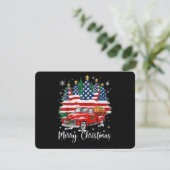 クリスマス ヴィンテージ 赤いトラック アメリカ国旗 ツリー サン 招待状 (スタンド正面)