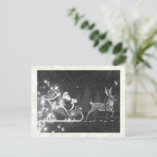 クリスマス ヴィンテージ 黒と白のサンタクロース (スタンド正面)