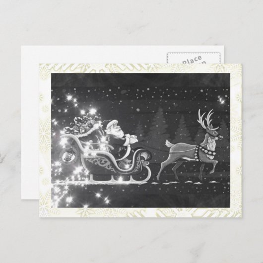 クリスマス ヴィンテージ 黒と白のサンタクロース (正面/裏面)