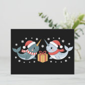 クリスマス　一角獣　サンタ帽子　マフラー　雪の結晶　Xmas 招待状 (スタンド正面)