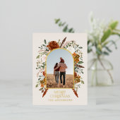 クリスマス 予算 ボタニカル エレガント テラコッタ 箔シーズンポストカード (立ち正面)