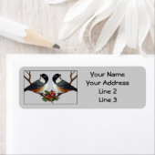 クリスマス：二つの《鳥》アメリカゴガラの鳥：雪、ホリー：芸術 ラベル (インサイチュ)