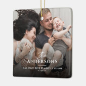 クリスマス/休日の家族の名前とメッセージ2 – 写真 セラミックオーナメント (左)