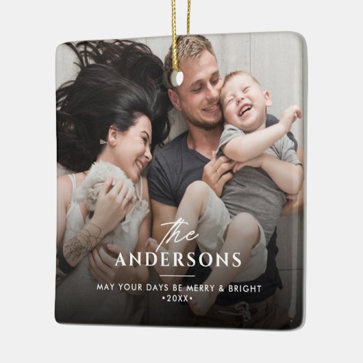 クリスマス/休日の家族の名前とメッセージ2 – 写真 セラミックオーナメント (左)
