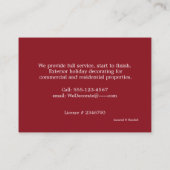 クリスマス，休日の照明，装飾， 名刺 (裏面)