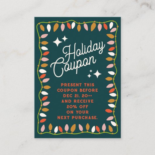 クリスマス/休日レトロストアのクーポンプロモーション 割引カード (正面)