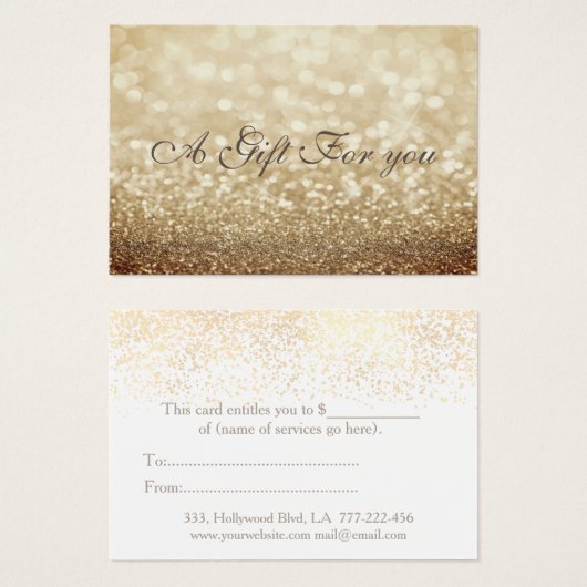 クリスマス/休日金ゴールドのキラキラしたギフト証明書 (正面&裏面)