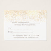 クリスマス/休日金ゴールドのキラキラしたギフト証明書 (裏面)