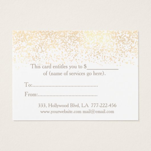 クリスマス/休日金ゴールドのキラキラしたギフト証明書 (裏面)