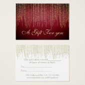 クリスマス/休日金ゴールドの目の前の赤いギフト証明書 (正面&裏面)