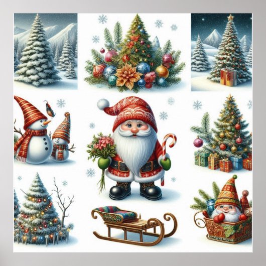 クリスマス,休日,サンタ,そり,クリスマスツリー ポスター (正面)