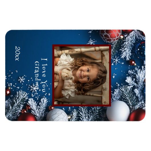 クリスマス、休日、私はおばあちゃんを愛している マグネット (横)