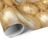 クリスマス、休日、金ゴールド&きらめくグリッター ラッピングペーパー (ロールコーナー)