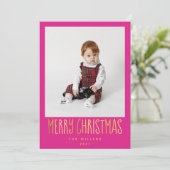 クリスマス・休暇のためのピンクのグラムフォトカード シーズンカード (スタンド正面)