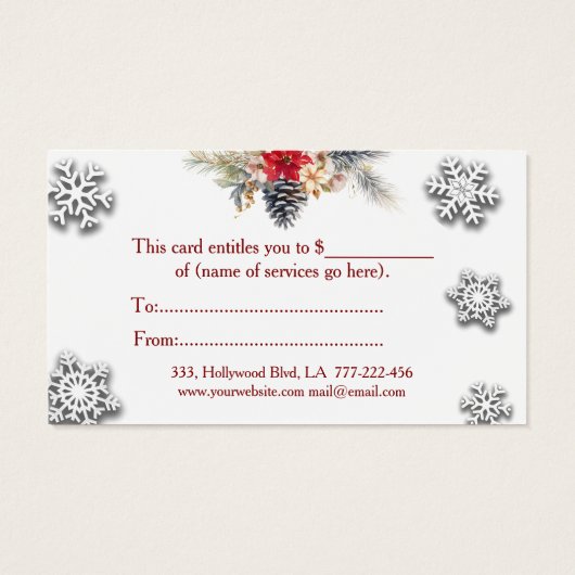 クリスマス・休暇植物性贈与証書 (裏面)