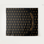 クリスマス | 休暇 | ゴールド スター | ブラック バックドロップ タペストリー (正面(横))