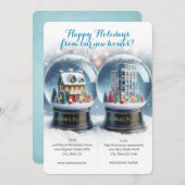 クリスマス 住所変更 雪の地球儀 カード (正面/裏面)