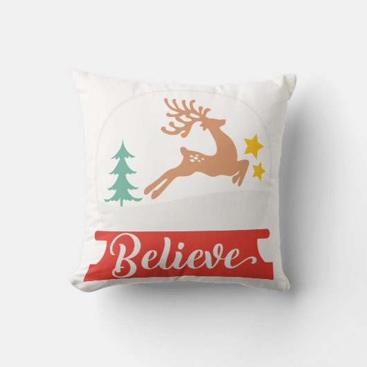 クリスマス：信じJust (Santa and Reindeer) クッション (正面)