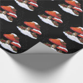 クリスマス: 元の芸術: きのこ、ヒイラギ、雪 ラッピングペーパー (角)