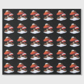 クリスマス: 元の芸術: きのこ、ヒイラギ、雪 ラッピングペーパー (フラット)