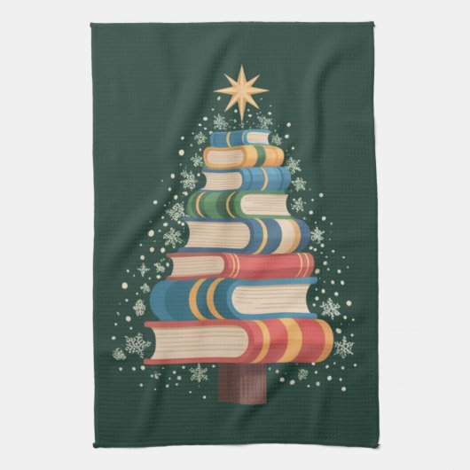 クリスマス 先生 本 ツリー クリスマス 読み物 休日 キッチンタオル (縦)
