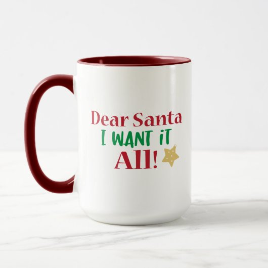 クリスマス、全部欲しい、面白い Xmas マグカップ (左)