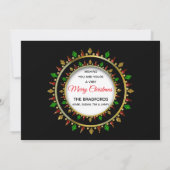 クリスマス、写真入れ、ジョイ・グリーンフェイク・ジュエリー、 招待状 (裏面)