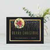 クリスマス《写真》ぼけ味フェアリーカッコいいライト金ゴールド家族の写真 招待状 (スタンド正面)