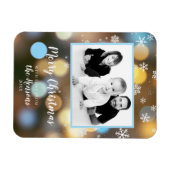 クリスマス《写真》ぼけ味ライトのパーソナライズ可能な家族写真 マグネット (横)