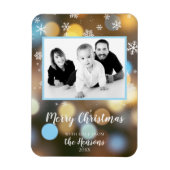 クリスマス《写真》ぼけ味ライトのパーソナライズ可能な家族写真 マグネット (縦)