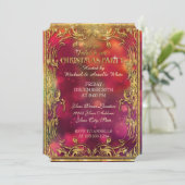 クリスマス《写真》ぼけ味金ゴールドグリッタースパークルパーティー招待状 招待状 (スタンド正面)